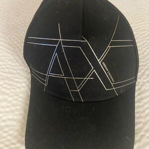Armani Exchange Black and Silver Geometric Cap